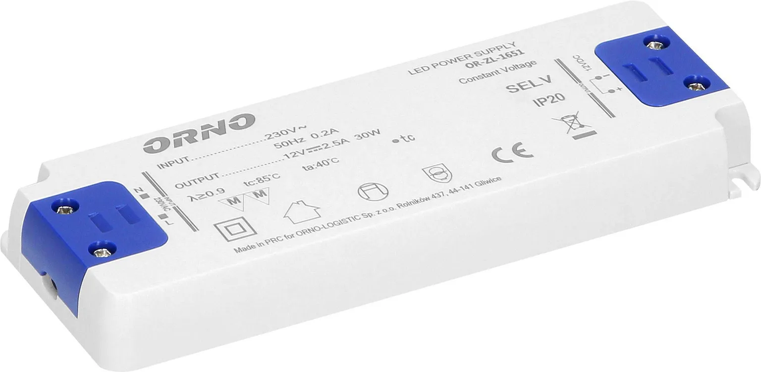 TRAFO ORNO LED AC/DC 12V/30W IP20 ÕHUKE