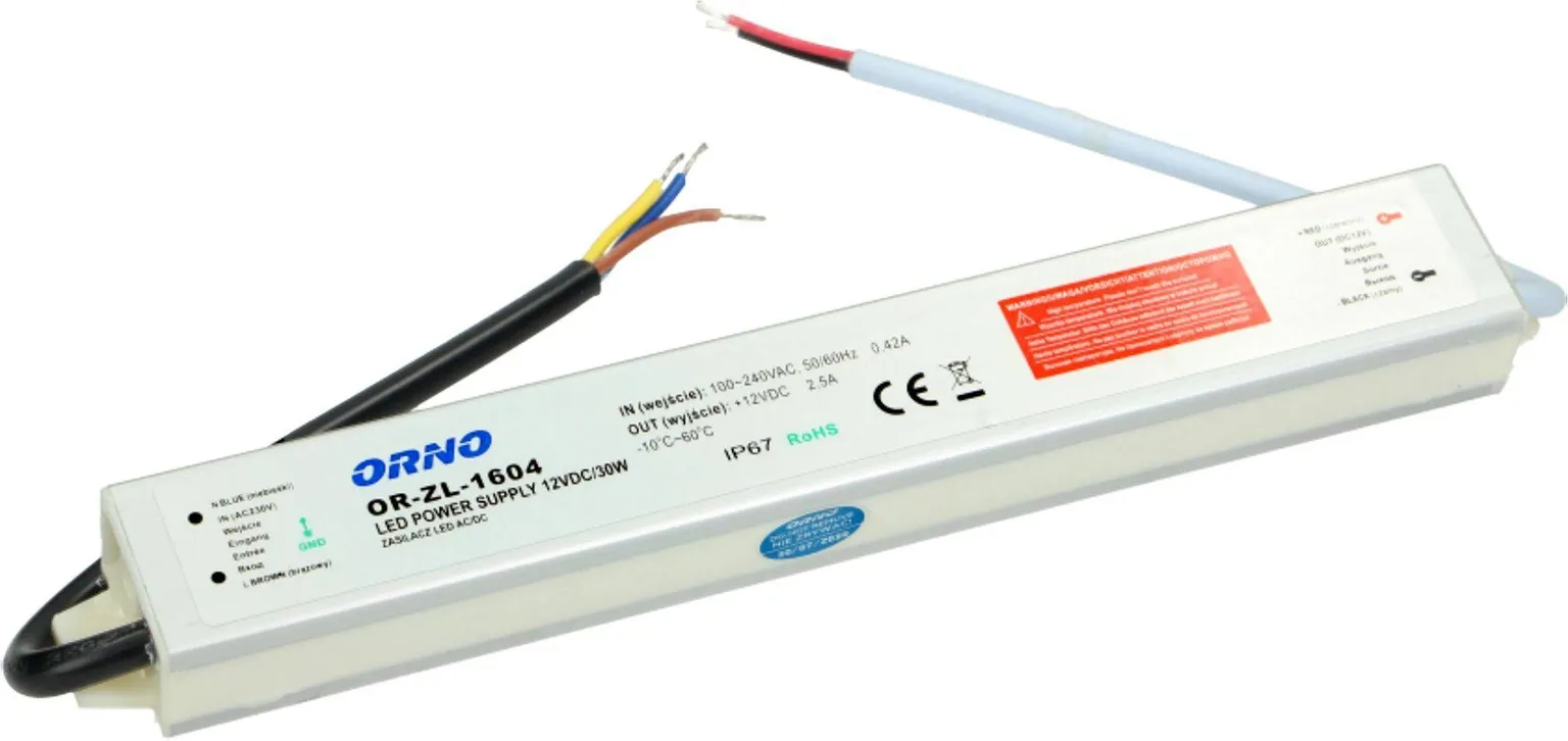 TRAFO ORNO LED AC/DC 12V/30W IP67