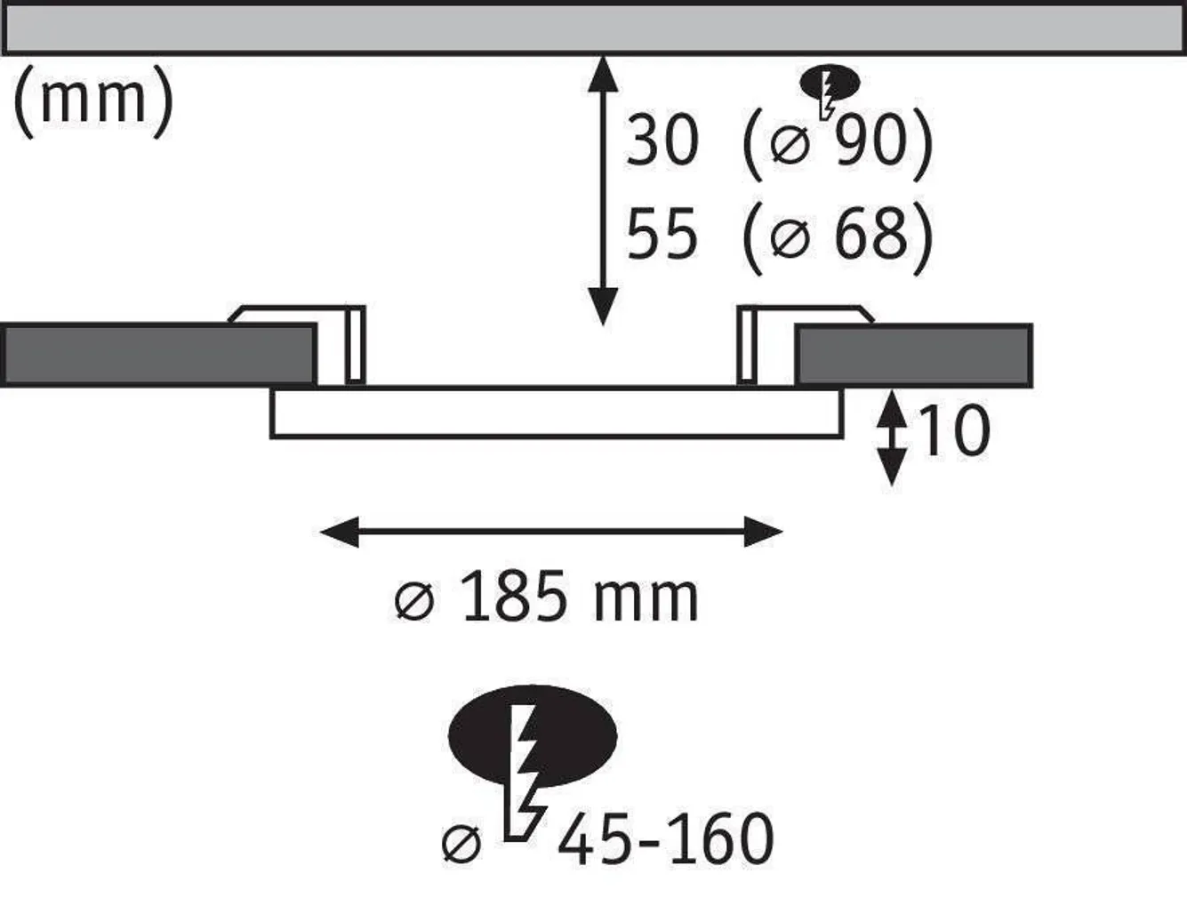 ALLVALGUSTI PAULMANN VARIFIT VELUNA 17W 1850LM STEP DIM IP44 185MM