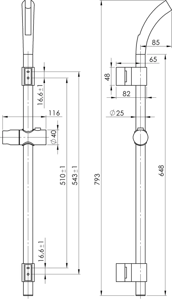DUŠILIFT RUBINETA AMADEO DUŠIKOMPLEKTIGA KROOM