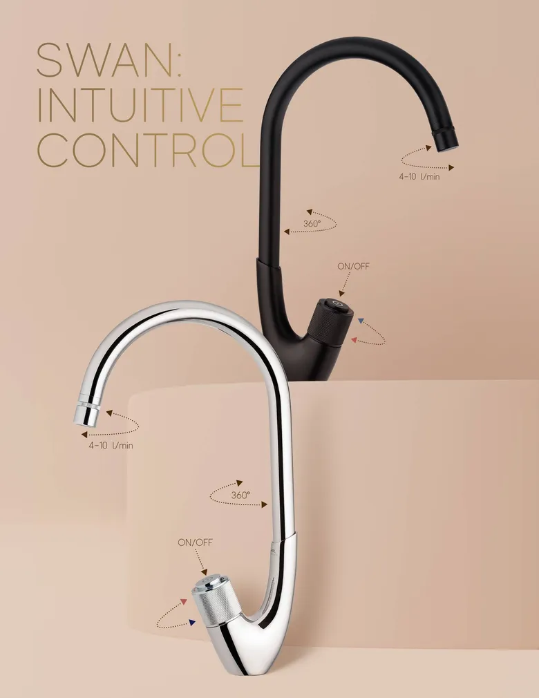 KÖÖGISEGISTI RUBINETA SWAN-33 LÜLITIGA MATT MUST