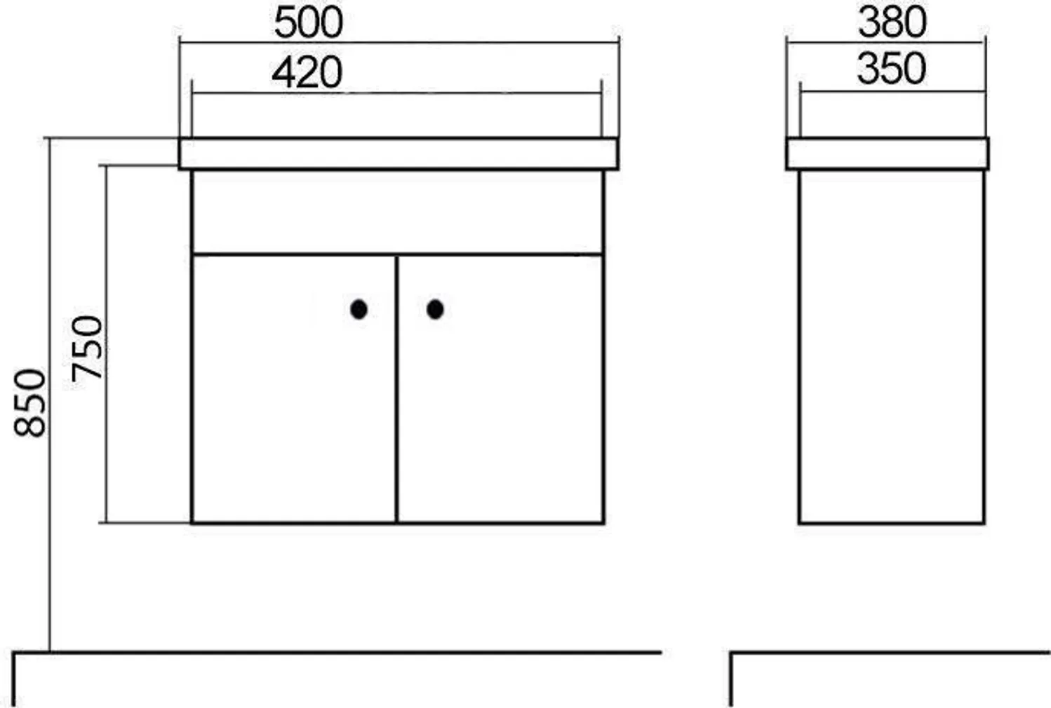 VALAMUKAPP AQUALINE 50T 50X38X75CM VALAMUGA VALGE