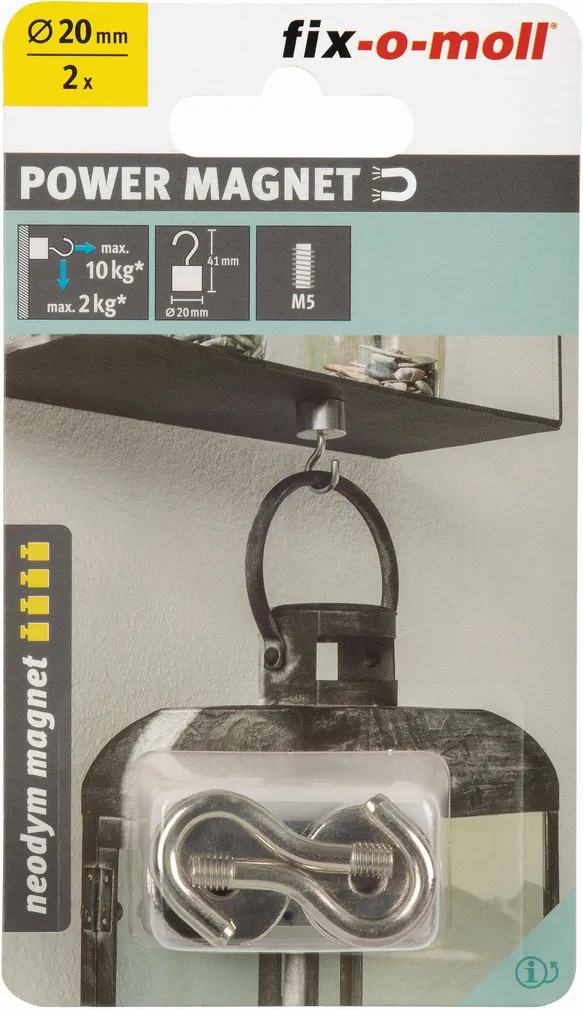 MAGNET FIX-O-MOLL NEODÜÜM KONKS 20X41MM 2TK