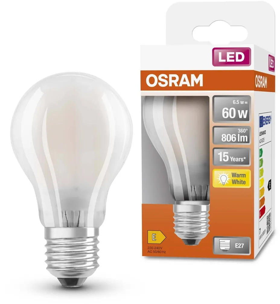 LED LAMP OSRAM 6,5W A60 E27 806LM 2700K CLASSIC MATT