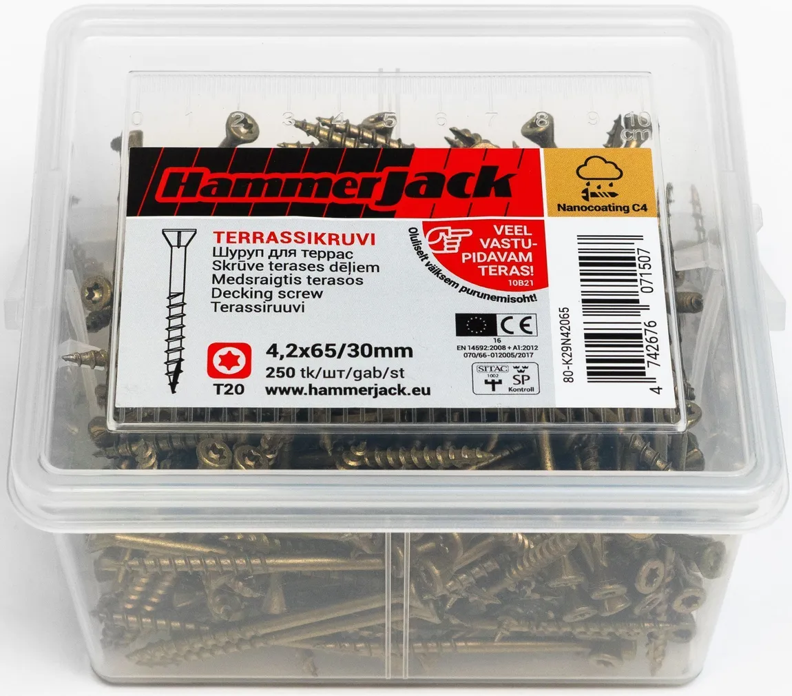 TERRASSIKRUVI HJFASTENERS 4,2X65/30MM NANOKATE C4 250TK PAKK