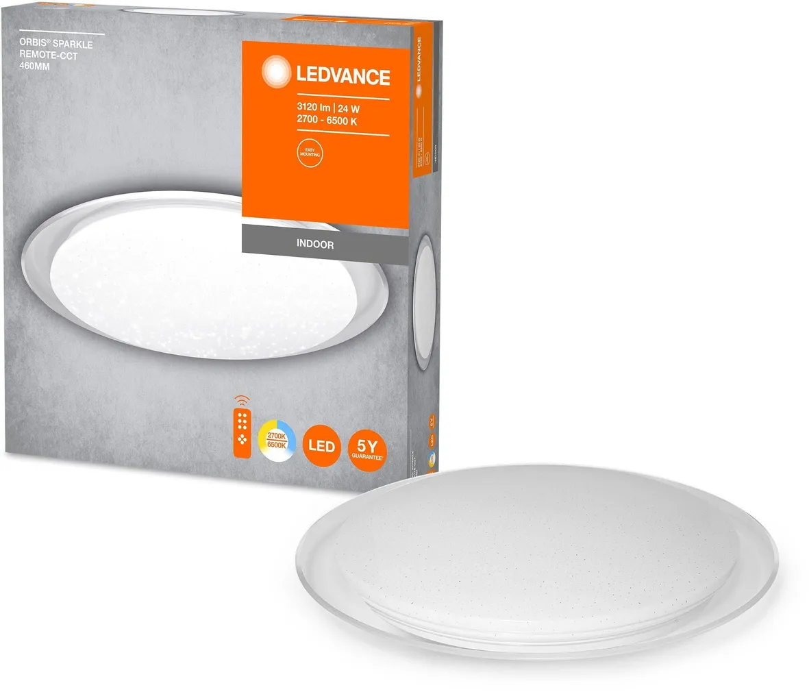 PLAFOON LEDVANCE ORBIS SPARKLE 24W 3120LM PULT 460MM VALGE