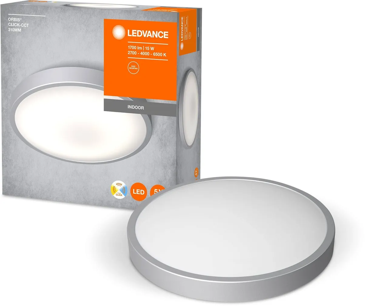 PLAFOON LEDVANCE ORBIS 15W 1700LM 310MM 827-865 ALUMIINIUM