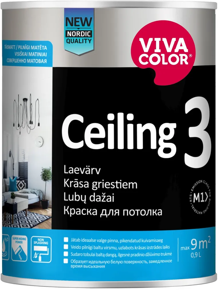 LAEVÄRV VIVACOLOR CEILING 3 AP VALGE MATT 0,9L
