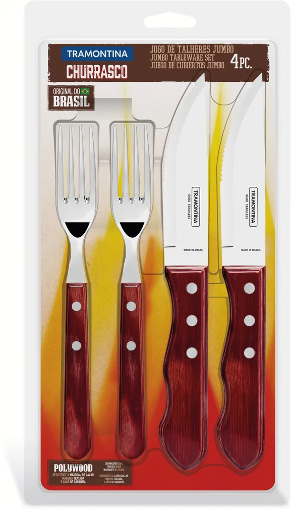 NUGADE/KAHVLITE KOMPLEKT TRAMONTINA JUMBO CHURRASCO 4-OSALINE