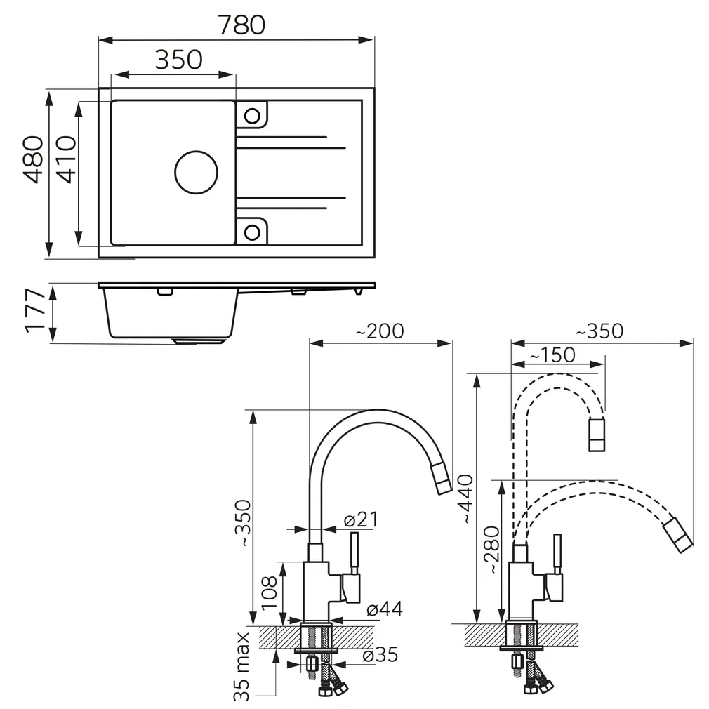VALAMU JA KÖÖGISEGISTI KOMPLEKT FERRO MEZZO II DRGM48/78HA-SET1-PL