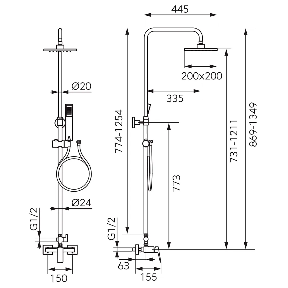 VANNI- JA DUŠISEGISTI FERRO LIPPI ECOLOGICA NP81-BLP7UEA-BL, MUST