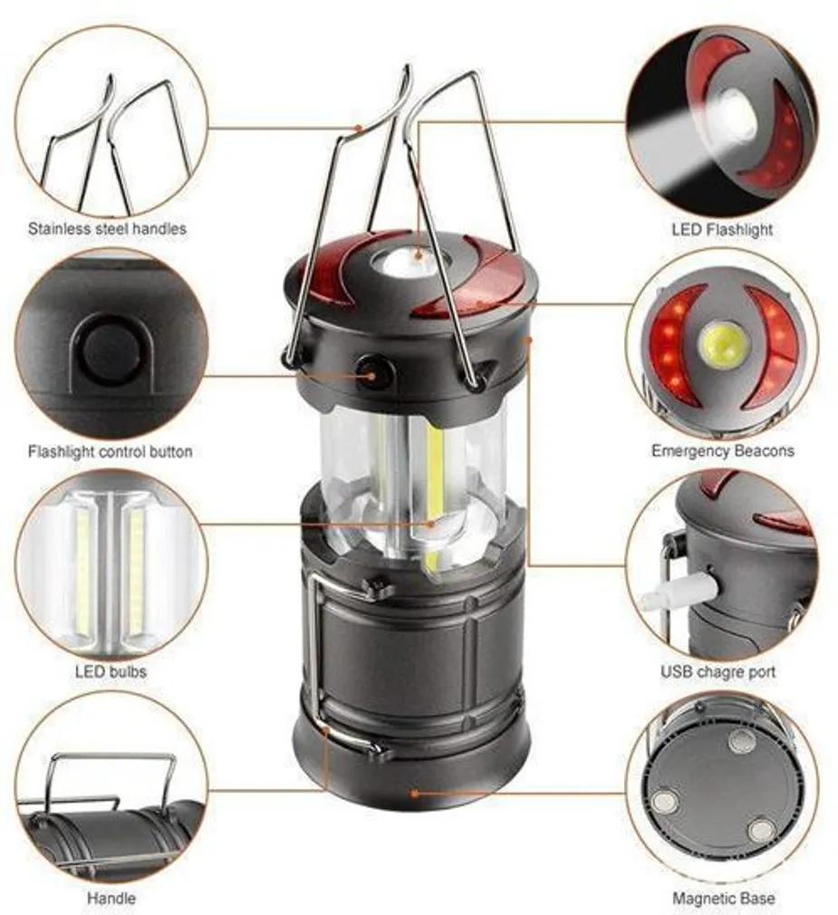 MATKALAMP SOLIGHT 200LM IP44 USB-LAETAV