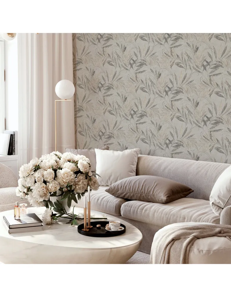 TAPEET ARTHOUSE LUXURY LEAF SOFT SILVER 0,53X10,05M          