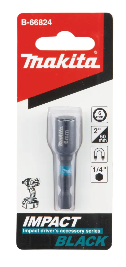 PADRUN MAKTIA IMPACT BLACK 1/4" 6X50MM MAGNETIGA 