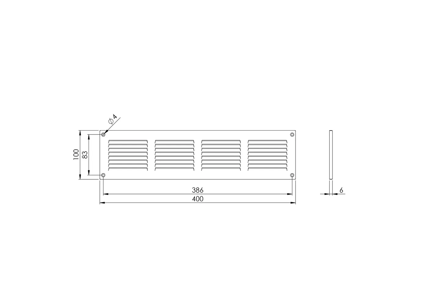 VENTILATSIOONIREST EUROPLAST 400X100MM ANTRATSIIT MR4010A