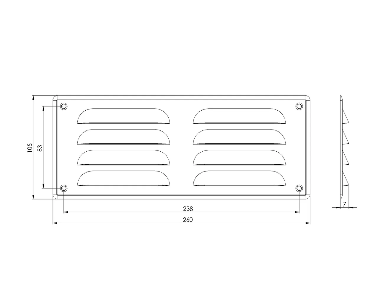 VENTILATSIOONIREST EUROPLAST 260X105MM ANTRATSIIT MR14105A