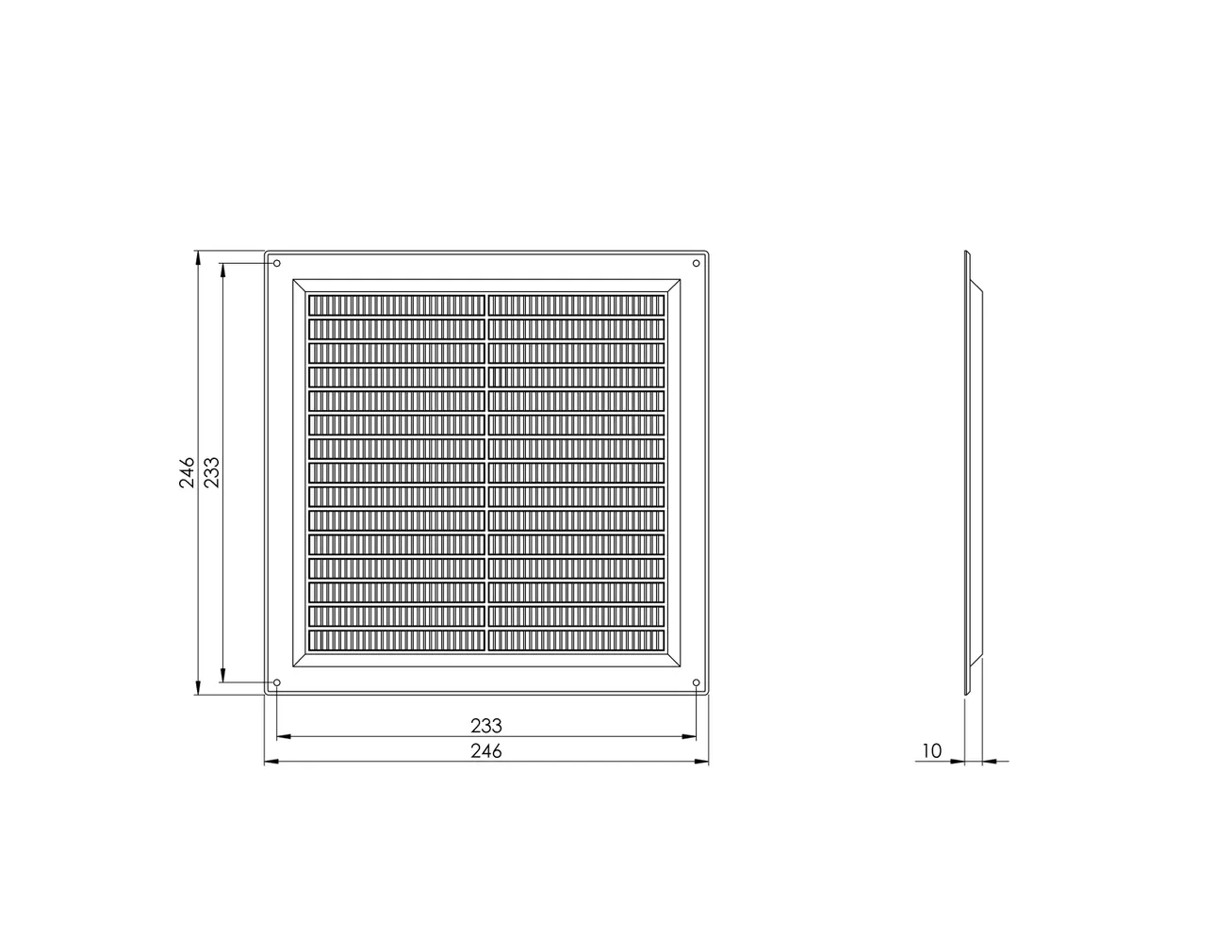 VENTILATSIOONIREST EUROPLAST PLAST 250X250MM MUST VR2525M
