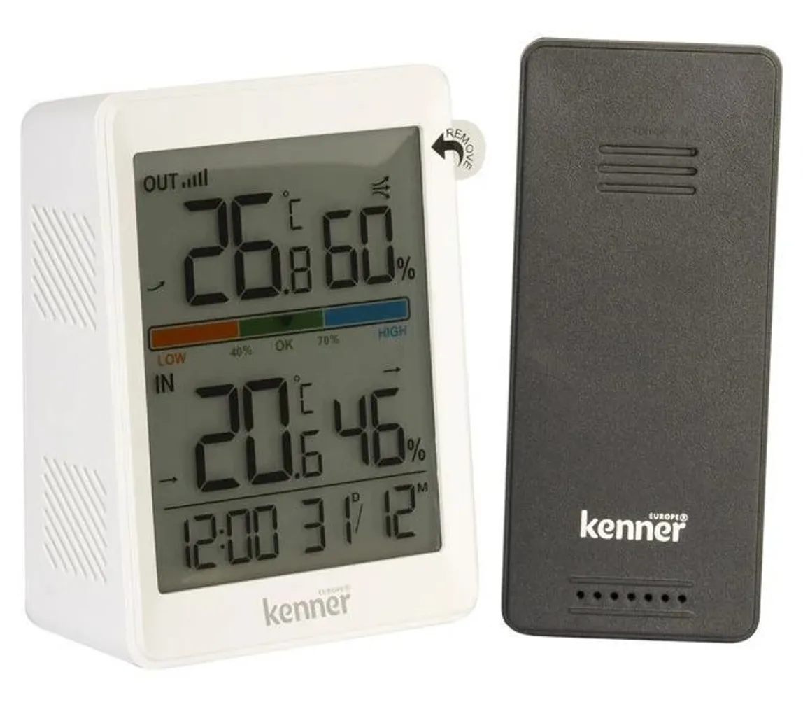 SISE-JA VÄLISTERMOMEETER/HÜGROMEETER KENNER DIGITAALNE JUHTMEVABA
