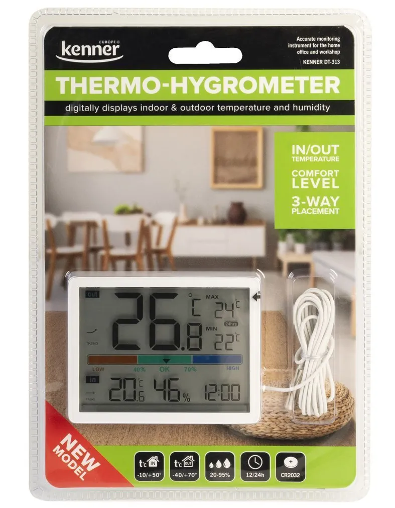 SISE-JA VÄLISTERMOMEETER/HÜGROMEETER KENNER DIGITAALNE