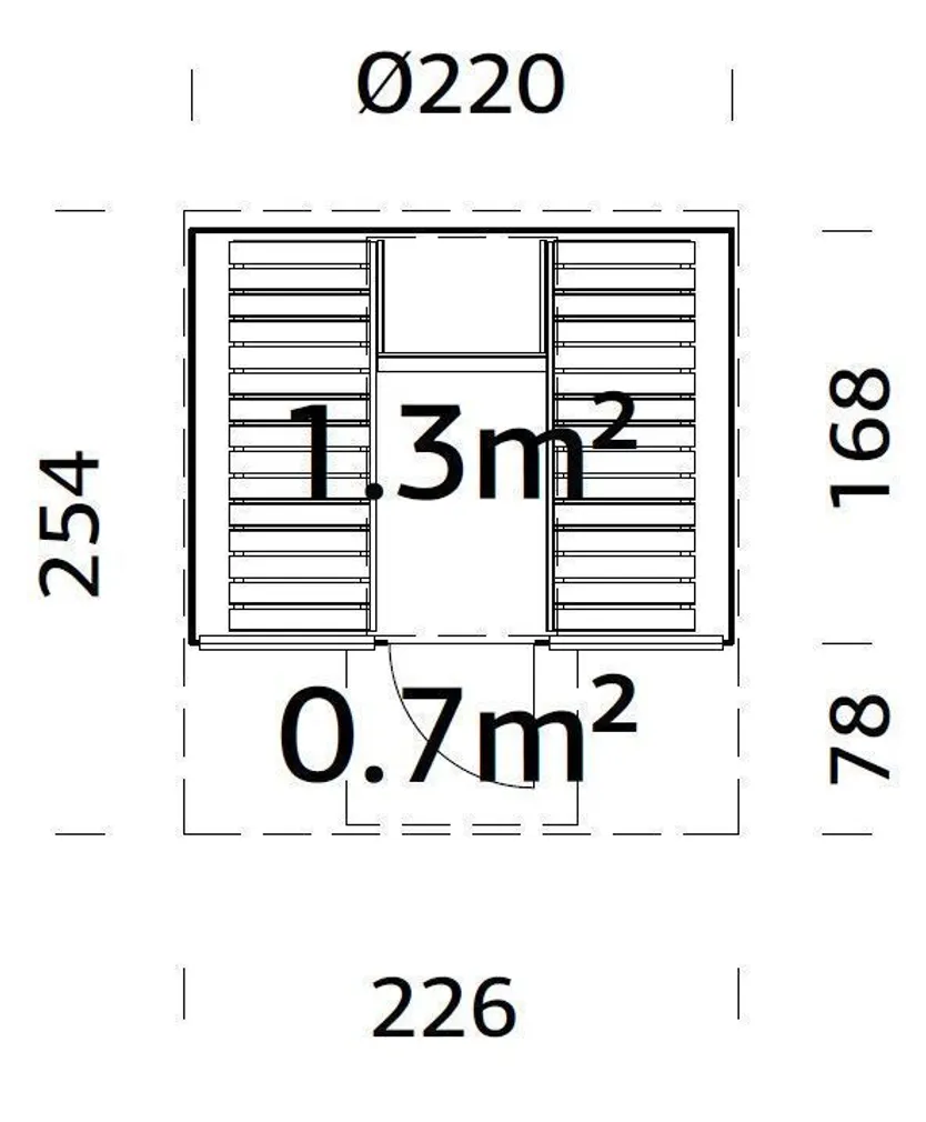 SAUN PALMAKO ANITA 1,3+0,7M² KLAASSEINAGA