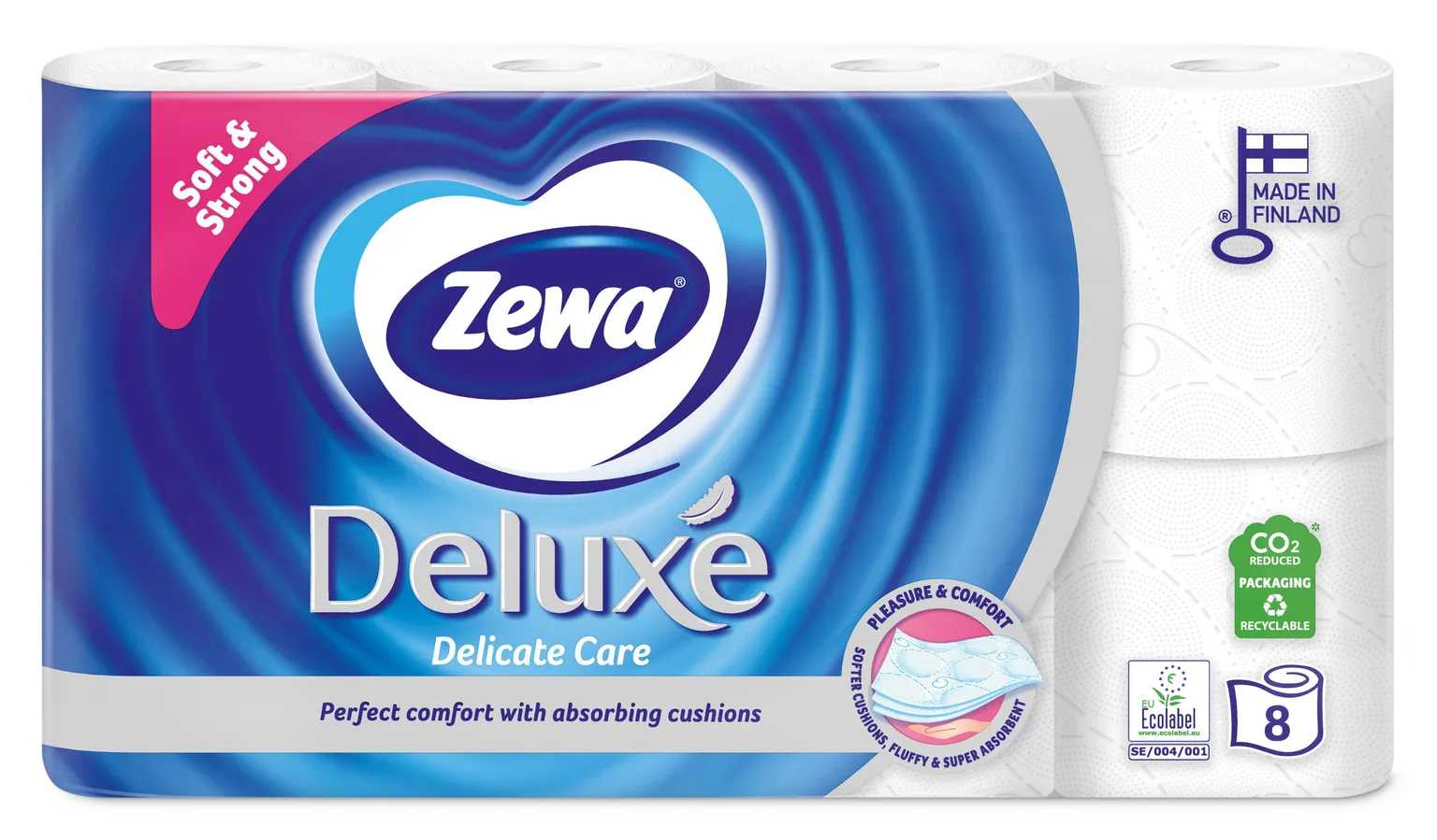 TUALETTPABER ZEWA DELUXE DELICATE CARE 8 RULLI