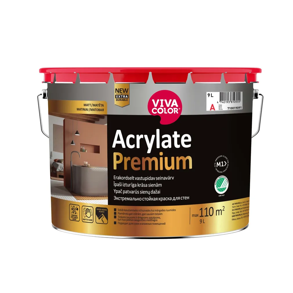 SEINAVÄRV TIKKURILA ACRYLATE PREMIUM A VALGE 9L