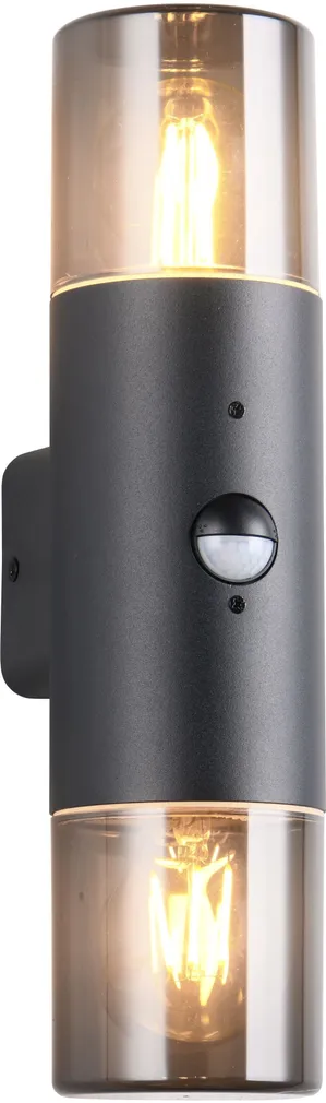 VÄLISVALGUSTI TRIO HOOSIC SEINALE KAHEOSALINE E27 MUST LIIKUMISANDUR