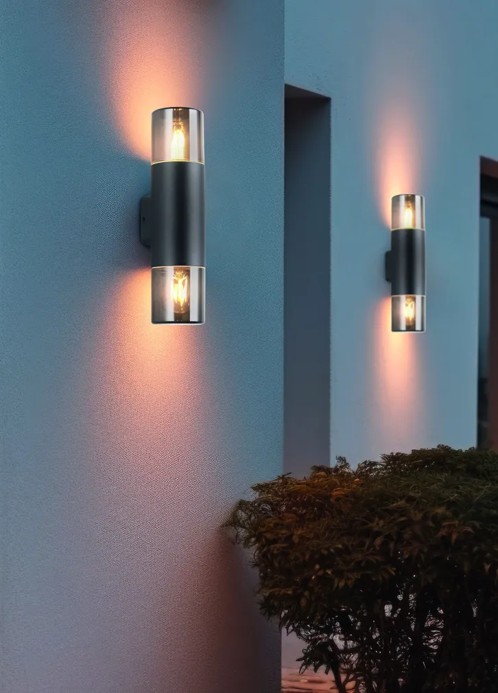 VÄLISVALGUSTI TRIO HOOSIC SEINALE KAHEOSALINE E27 MATT MUST