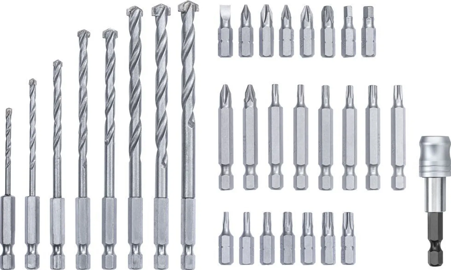 KRUVI- JA PUURIOTSAKUTE KOMPLEKT KWB L-KARP 33-OSALINE