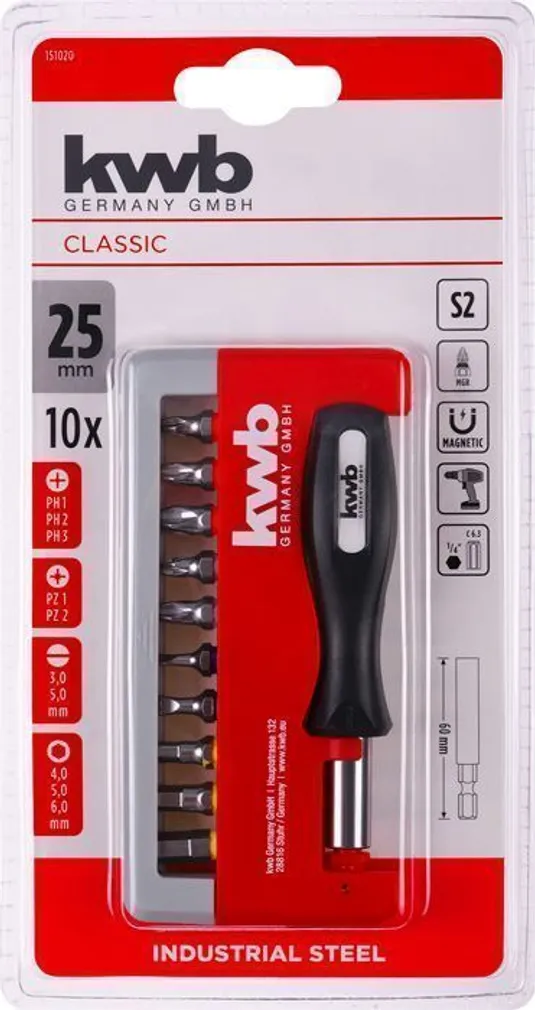 OTSAKUKARP KWB KÄEPÄRANE PH/PZ/FL/HEX 12-OSALINE