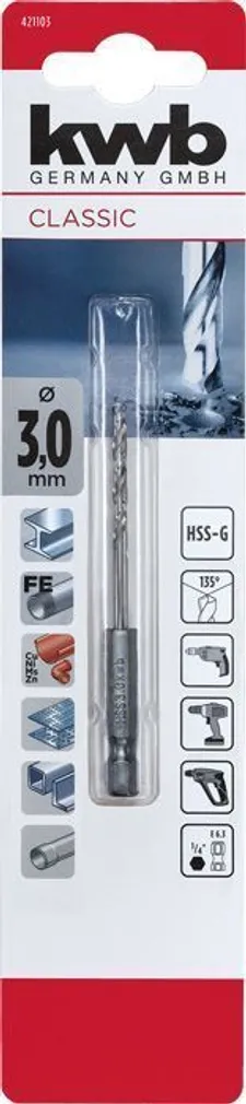 HSS-PUUR KWB 1/4" KUUSKANT 3MM