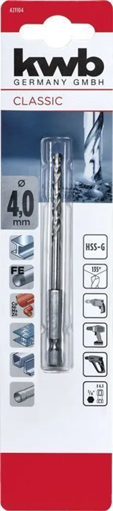 HSS-PUUR KWB 1/4" KUUSKANT 4MM