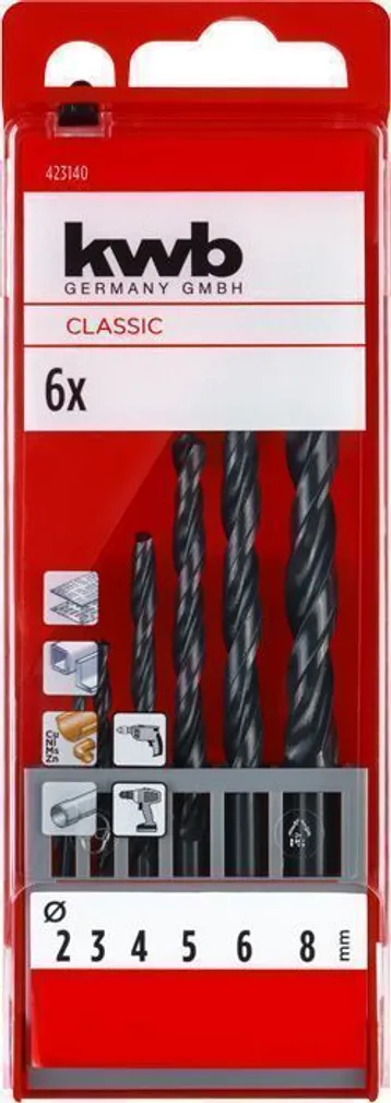 PUURIDE KOMPLEKT KWB HSS-R 2-8MM KARP, 6-OSALINE