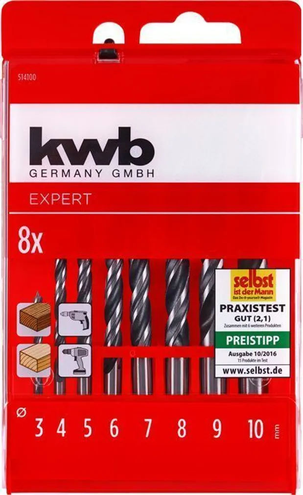 PUIDUTÖÖPUURIDE KOMPLEKT KWB 3-10MM KARP, 8 OSA