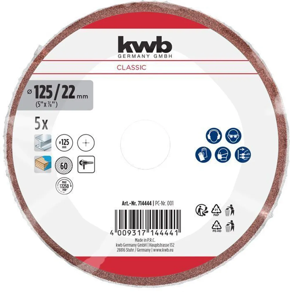 KIUDKETAS KWB, KORUND 125MM G60 5TK