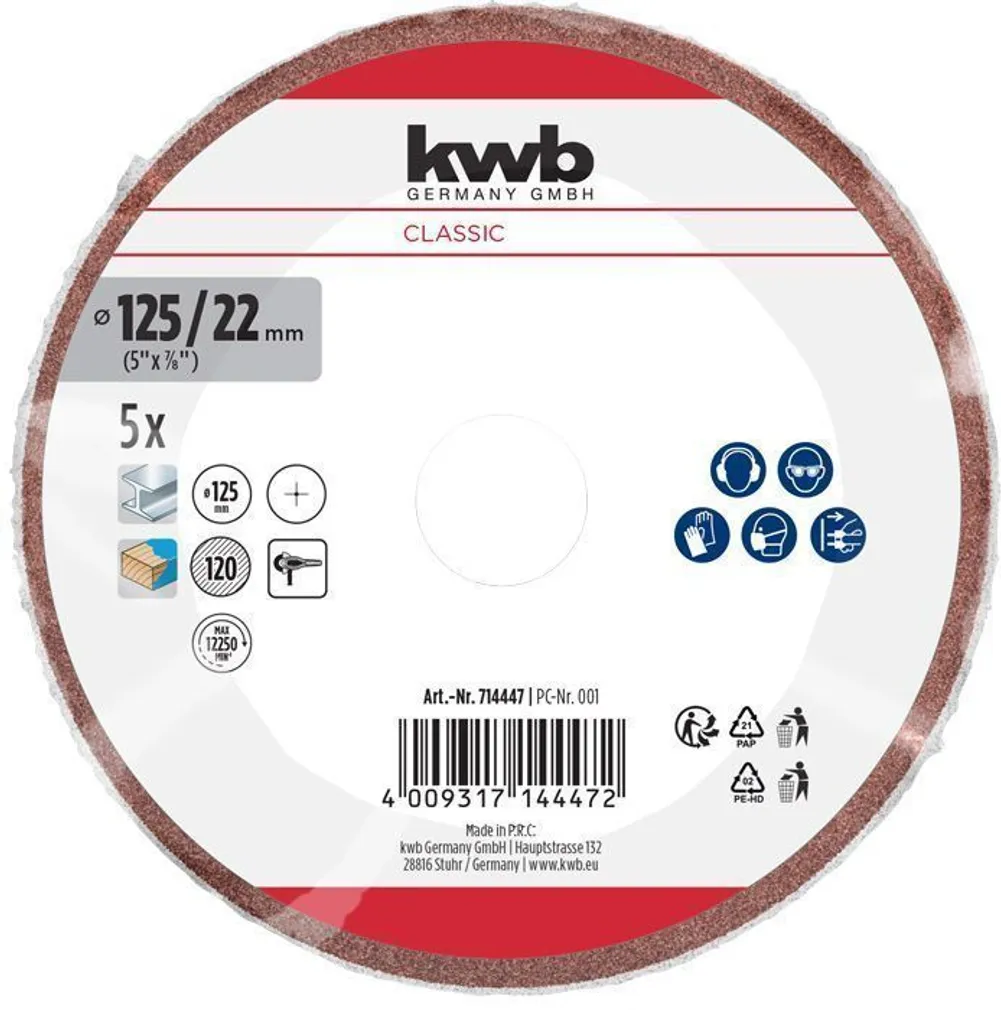 KIUDKETAS KWB, KORUND 125MM G120 5TK
