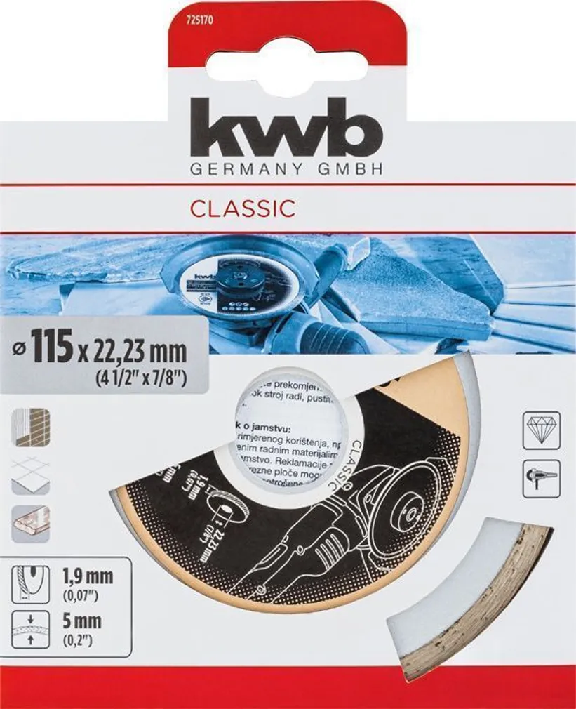 TEEMANTKETAS KWB, PLAADID 115MM