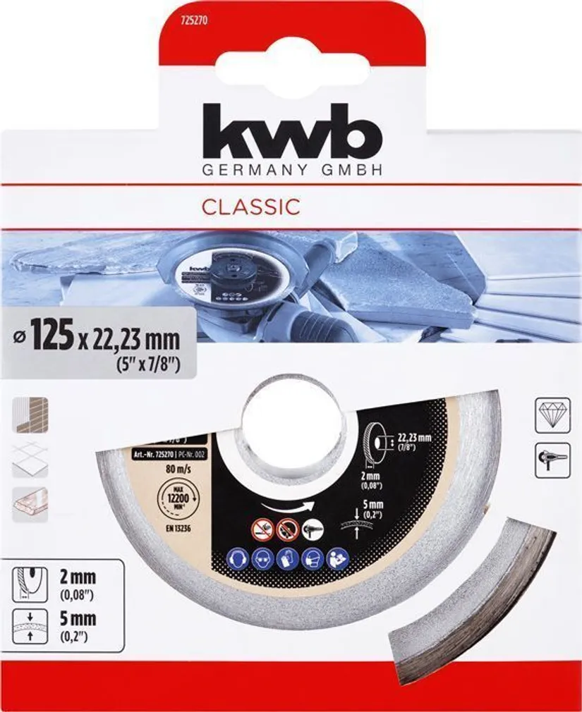 TEEMANTKETAS KWB, PLAADID 125MM