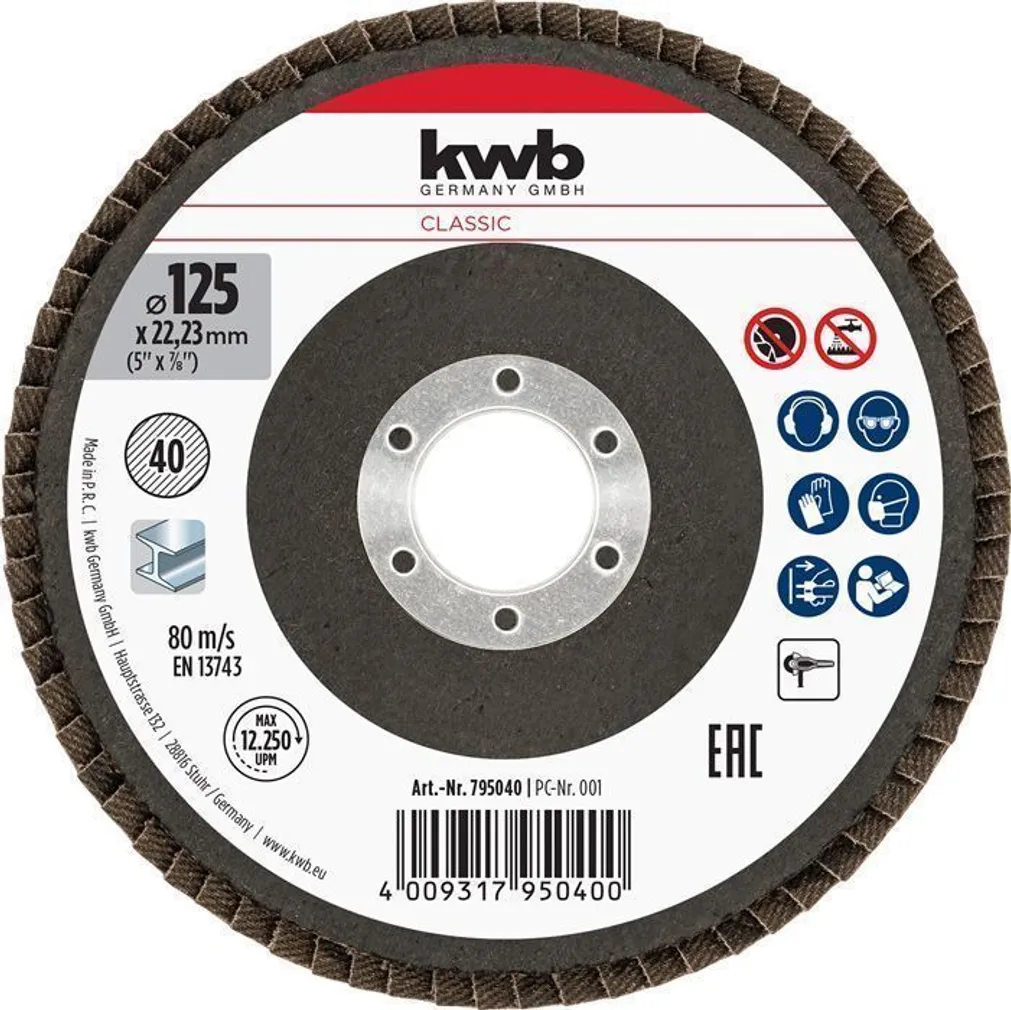 LAMELLKETAS KWB KORUND 125MM ALUMIINIUMOKSIID P40