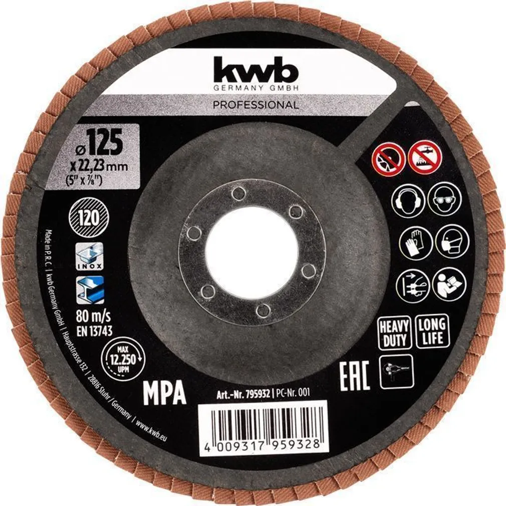 LAMELLKETAS KWB 125MM KERAAMILINE P120