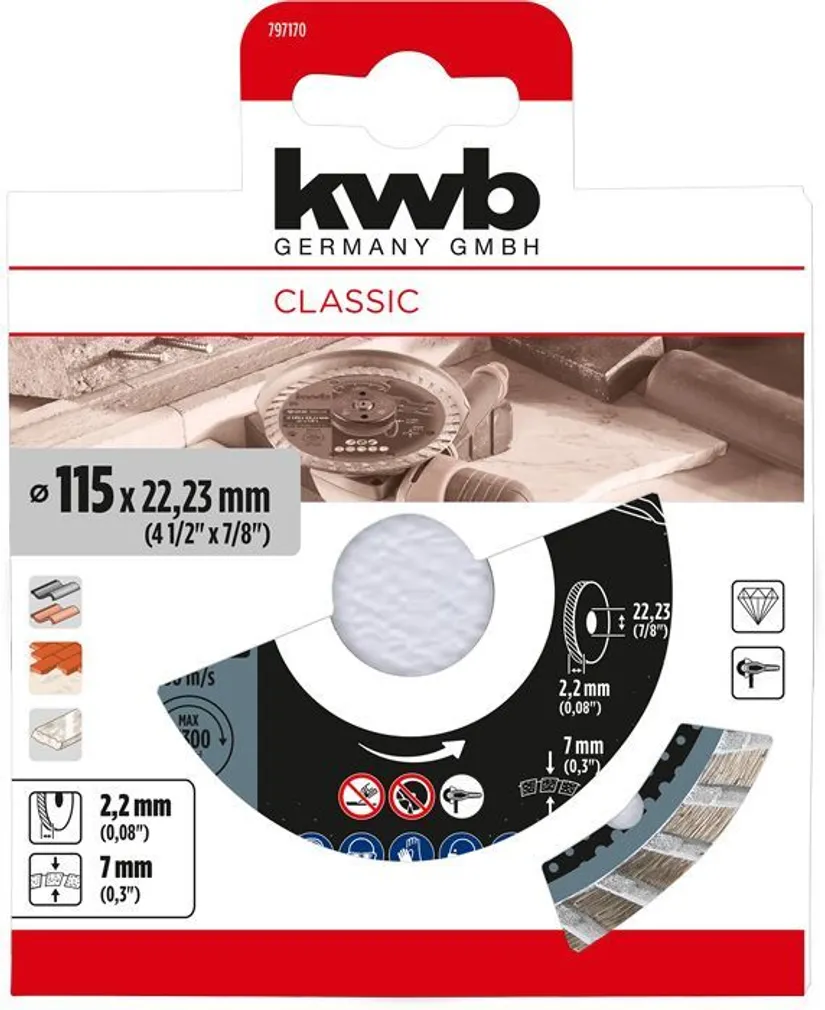 TEEMANTLÕIKEKETAS KWB, TURBO 115MM