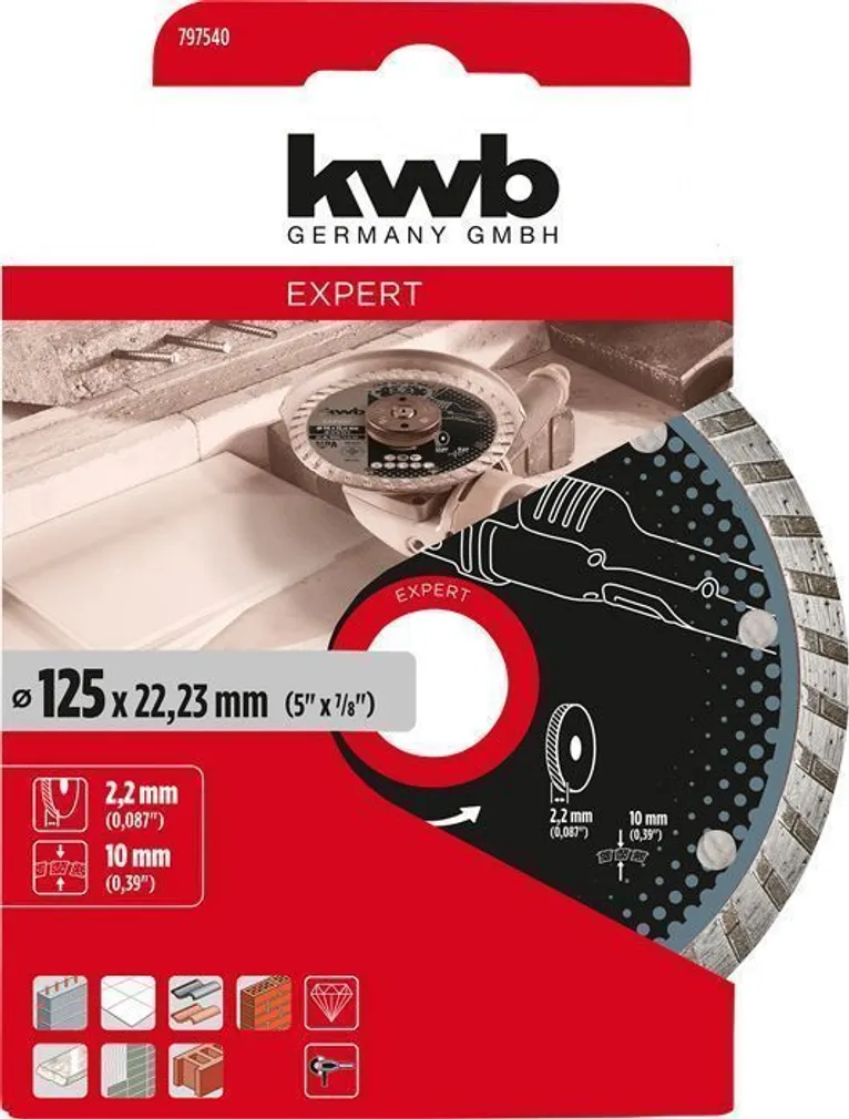 TEEMANTLÕIKEKETAS KWB, TURBO 125MM