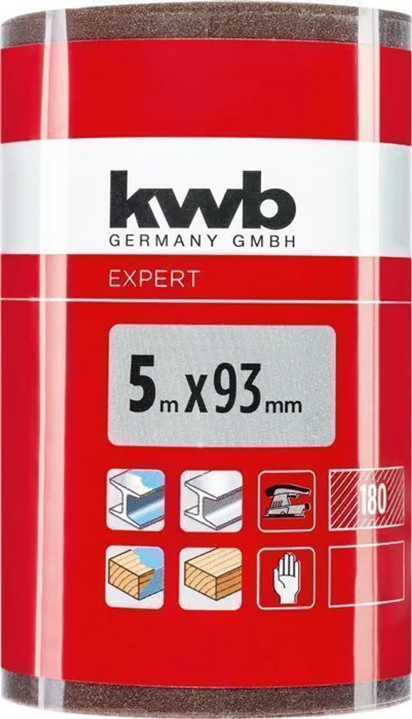 LIHVPABERI RULL KWB 5M 93MM ALUMIINIUMOKSIID P180