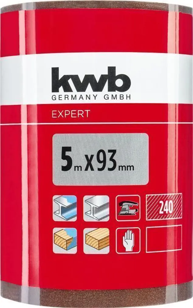 LIHVPABERI RULL KWB 5M 93MM ALUMIINIUMOKSIID P240