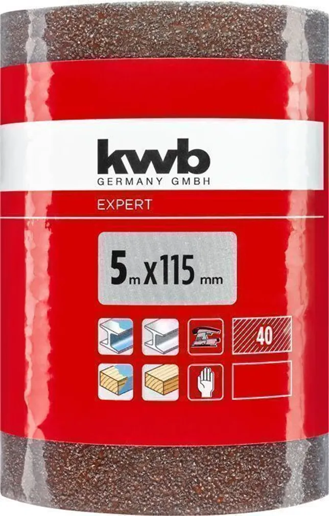 LIHVPABERI RULL KWB 5M 115MM ALUMIINIUMOKSIID P40