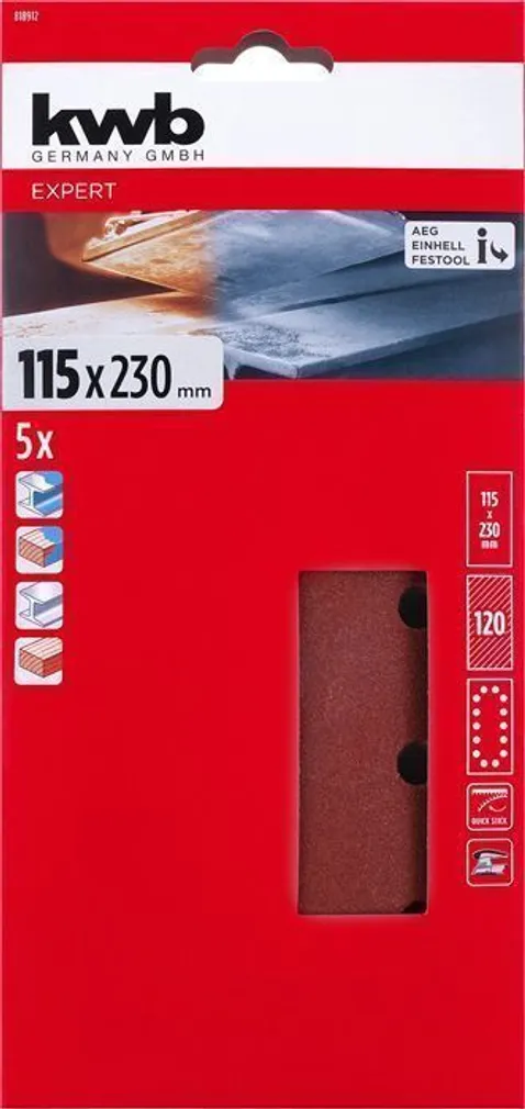 LIIVAPABER KWB, AUGUSTATUD 115X230MM P120 5TK