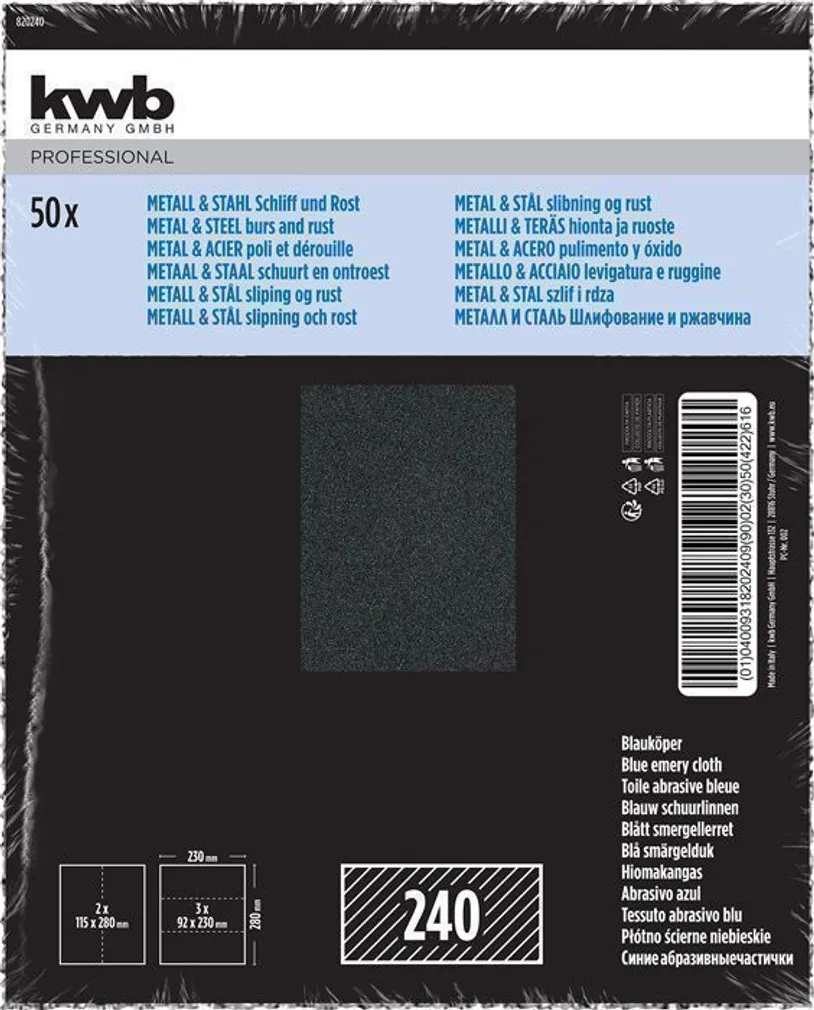 LIIVAPABER KWB, SMIRGELRIIE P240