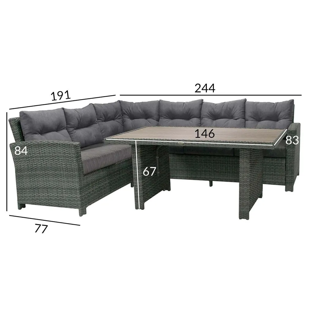 AIAMÖÖBLIKOMPLEKT PAVIA, LAUD JA NURGADIIVAN