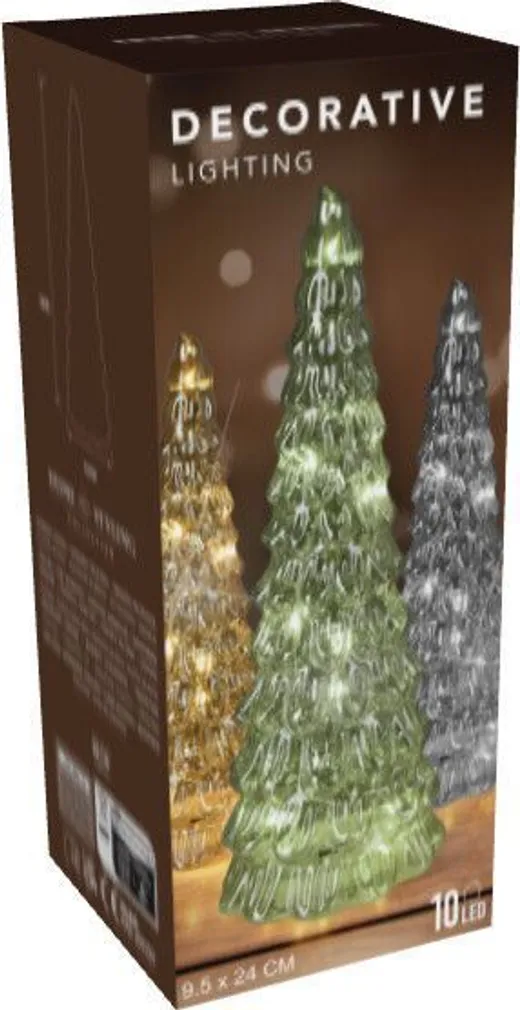 JÕULUKAUNISTUS JÕULUPUU 24CM 10LED ROHELINE KLAAS
