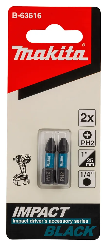 OTSIK MAKITA PH2 25MM B-63616 IMPACT BLACK 2TK